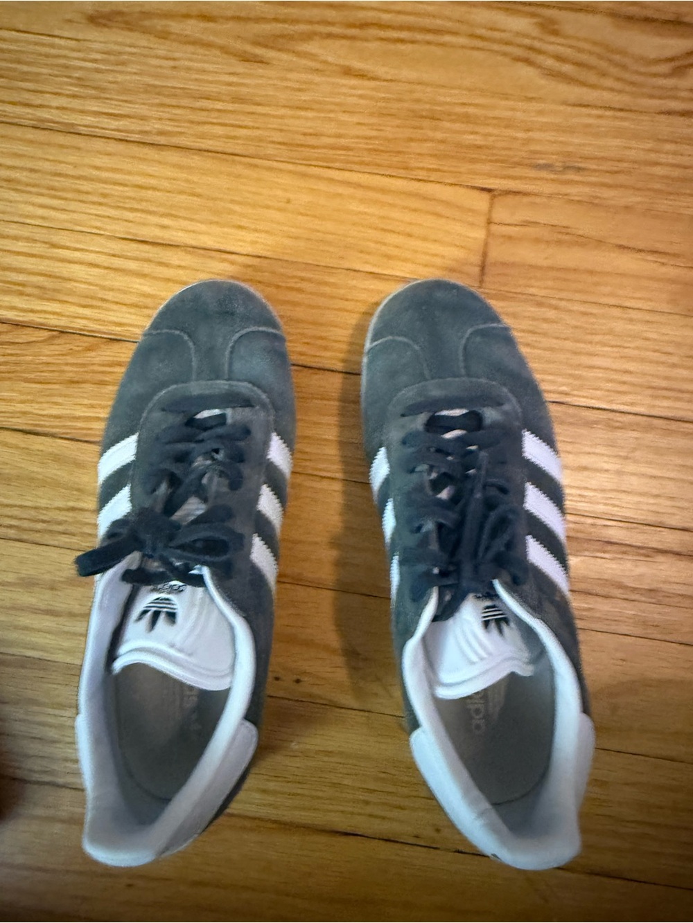 adidas Kids Gray Suede Sneakers with White Stripes